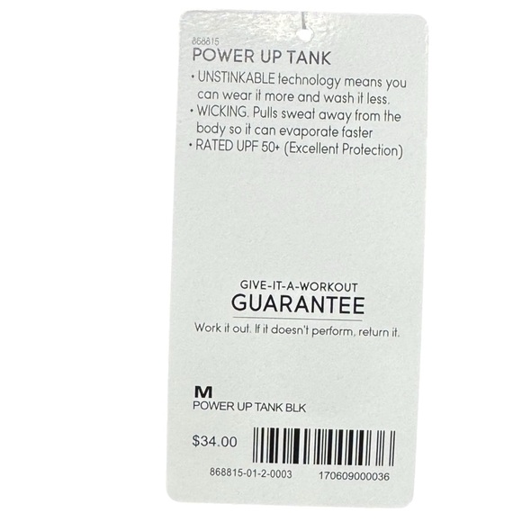 Athleta Power Up Tank Top NWT Womens Medium Black Workout‎ No Stink UPF Wicking - Picture 10 of 16